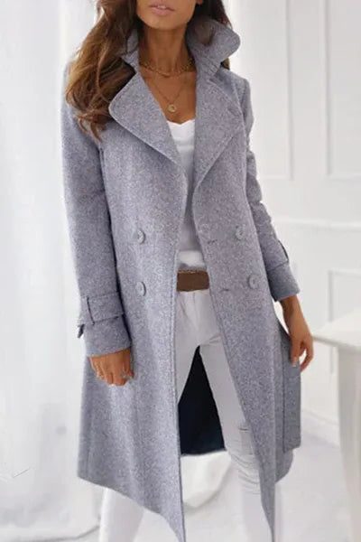 Wool Coat with Lapel Collar for Women