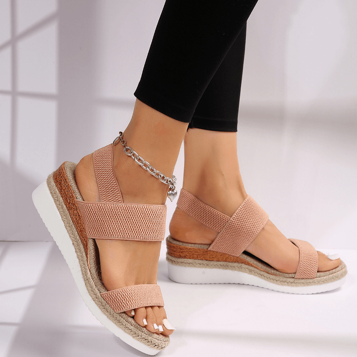 Women's Adaptive Comfort Platform Sandals with Stretch Straps