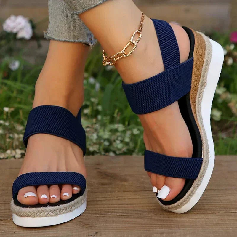 Women's Adaptive Comfort Platform Sandals with Stretch Straps