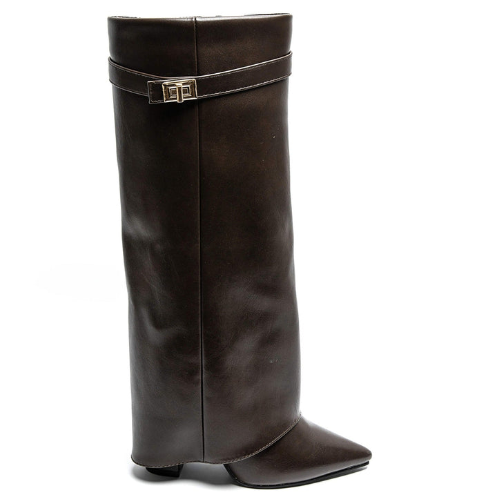 Women's Elegant PU Leather Block Heel Boots