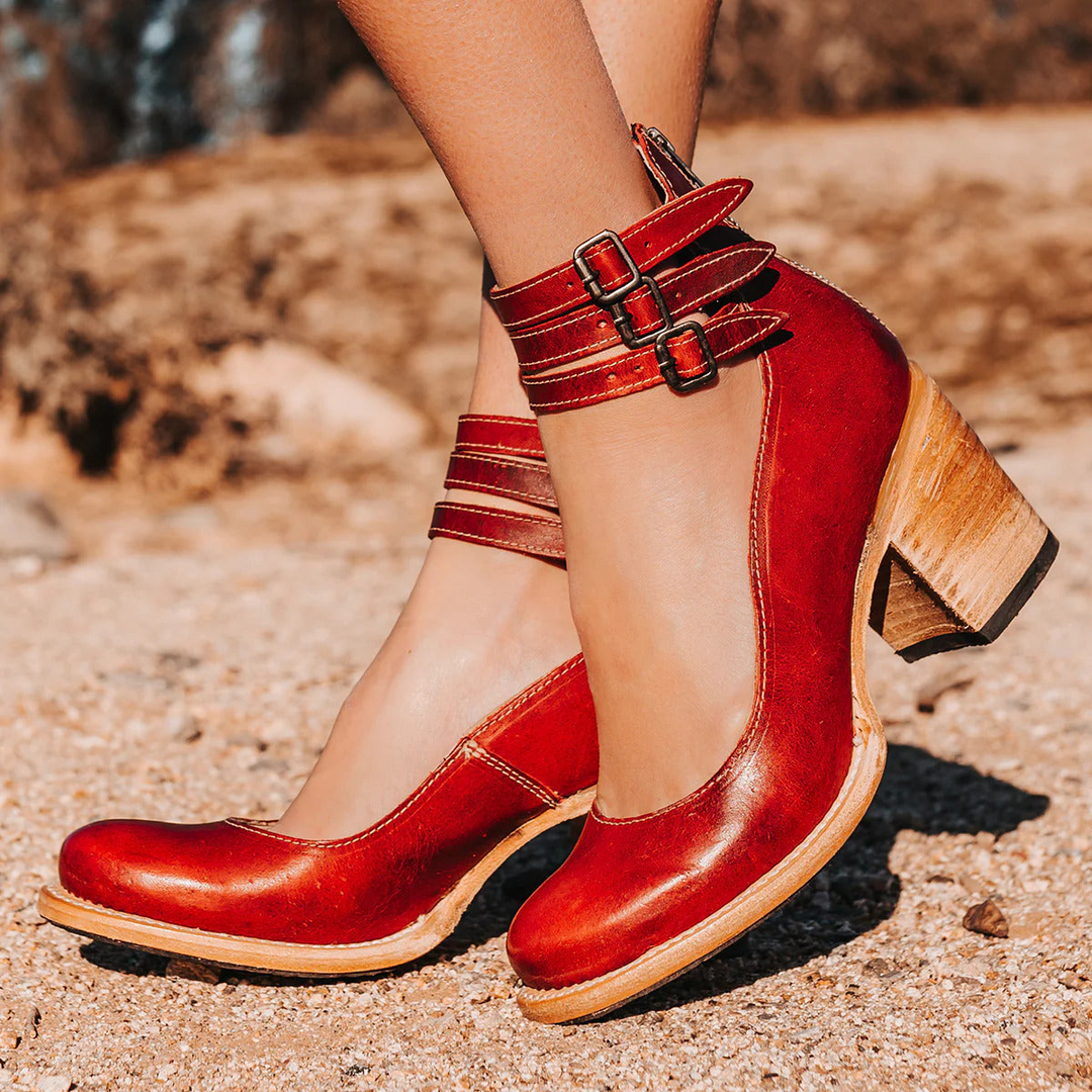 Women's Strappy Ankle Strap Block Heel Sandals