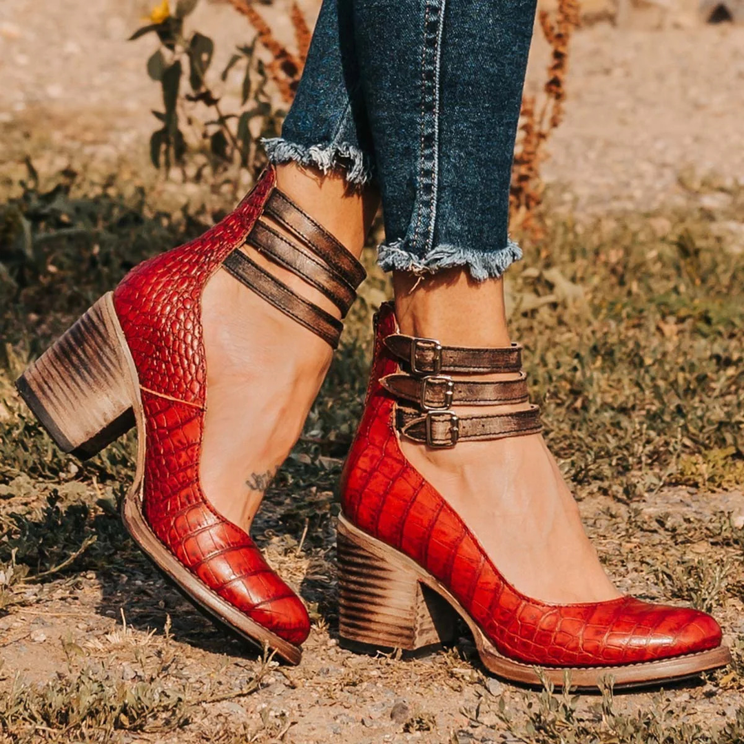 Women's Strappy Ankle Strap Block Heel Sandals