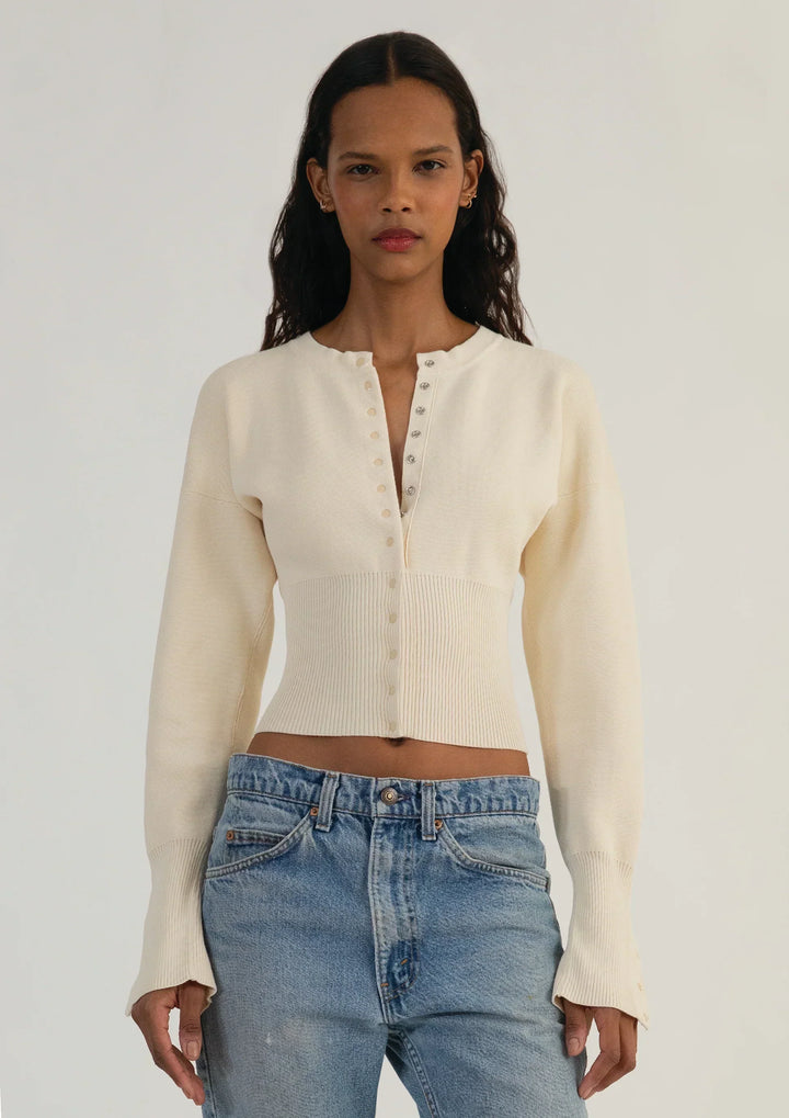 Women's Fitted Cropped Button-Up Cardigan