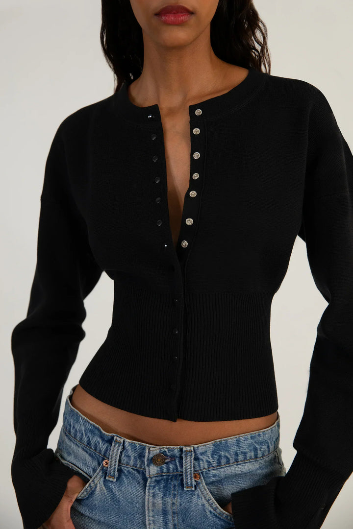 Women's Fitted Cropped Button-Up Cardigan