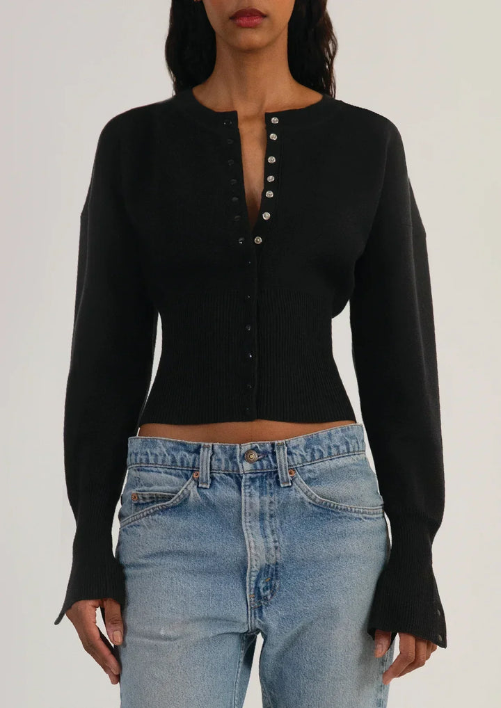 Women's Fitted Cropped Button-Up Cardigan