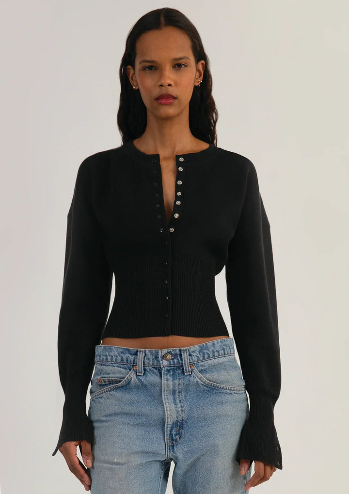Women's Fitted Cropped Button-Up Cardigan