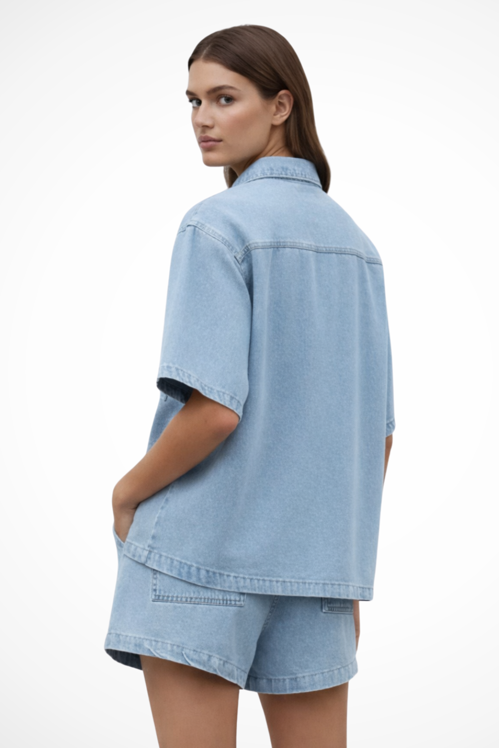 Women's Effortless Button-Down Shirt & Drawstring Shorts Set
