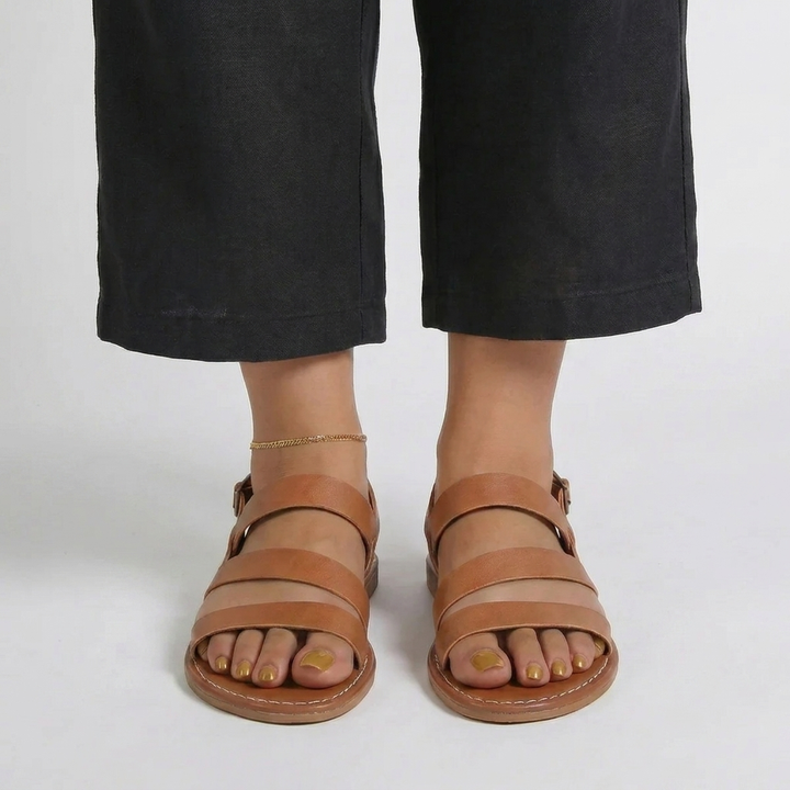 Women's Modern Flat Back-Strap Sandals, view 3 - Elena Harper