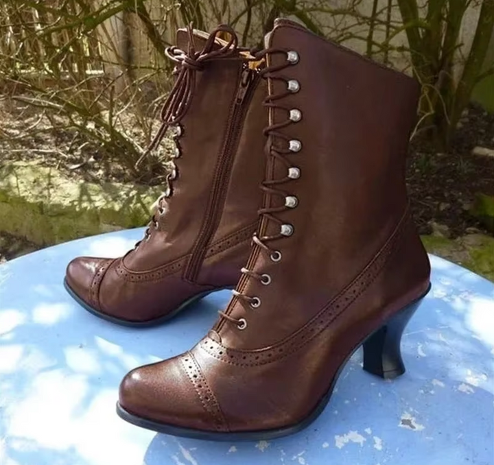 Women's Retro Biker Boots with Platform Sole