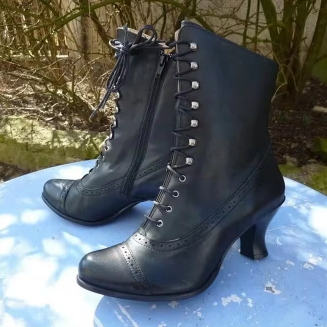 Women's Retro Biker Boots with Platform Sole