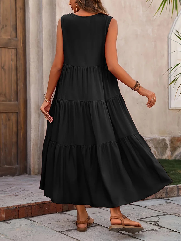 Women's Sleeveless Tiered Maxi Summer Dress