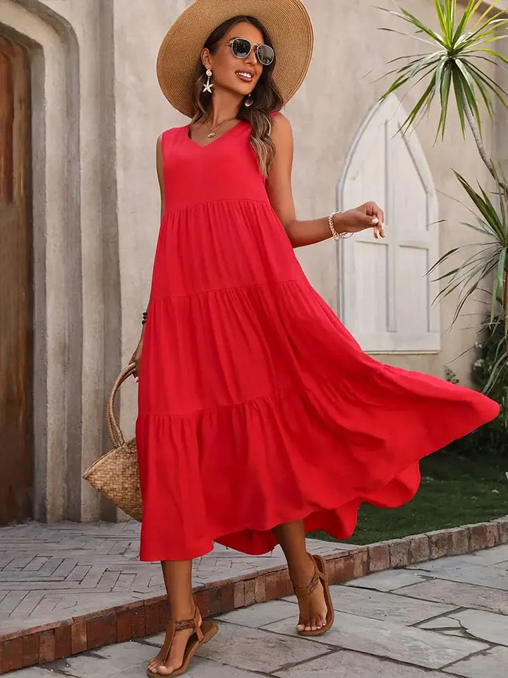 Women's Sleeveless Tiered Maxi Summer Dress