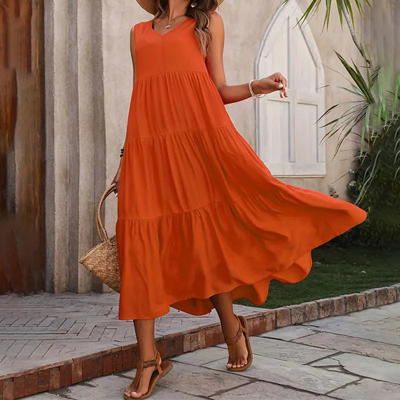 Women's Sleeveless Tiered Maxi Summer Dress
