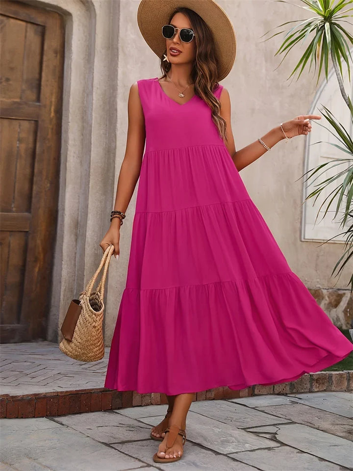 Women's Sleeveless Tiered Maxi Summer Dress