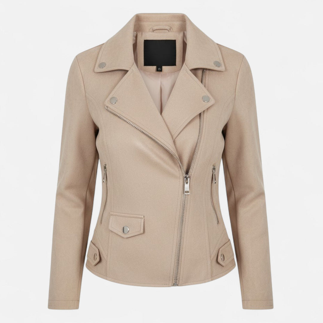 Women's Slim Lapel Zip Jacket with Pockets