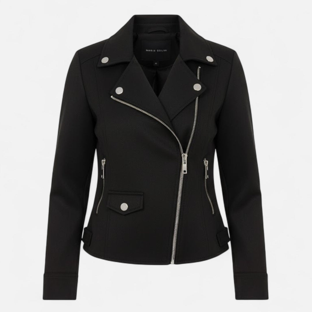Women's Slim Lapel Zip Jacket with Pockets
