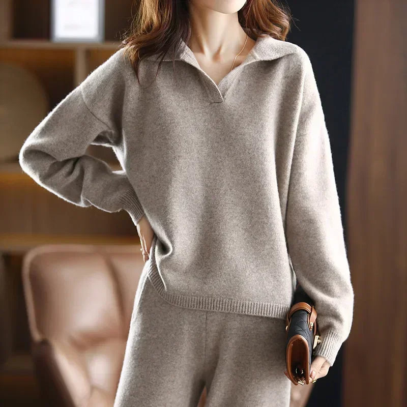 Women's Cashmere Two-Piece Set - Soft Comfort & Timeless Style