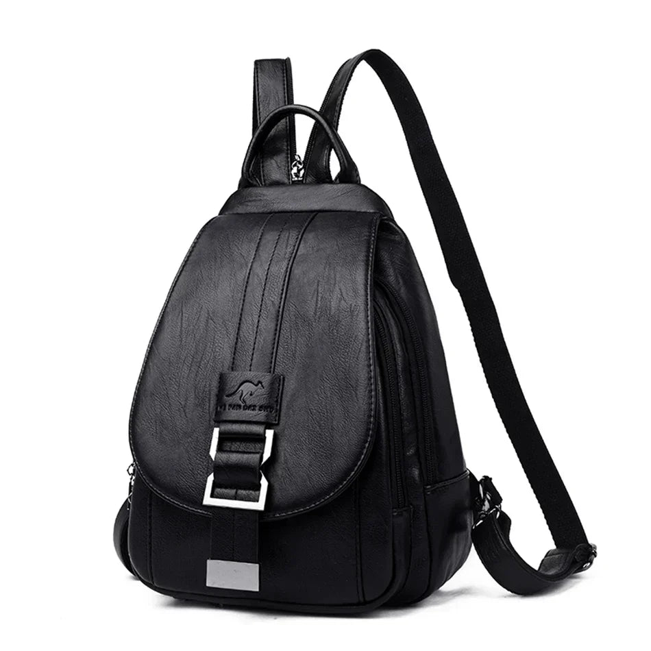 Women's Waterproof Leather Backpack, view 2 - Elena Harper