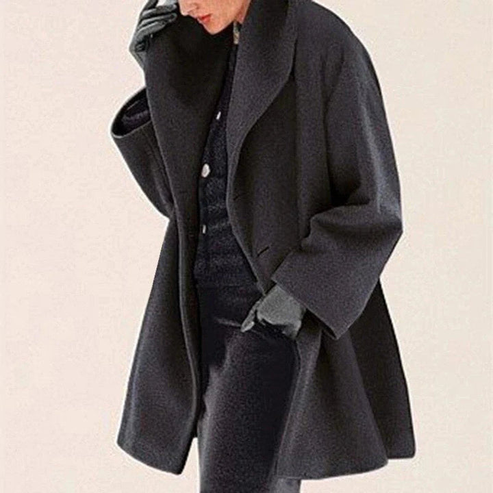 Ladies' Wool Coat with Button Closure Hip-Length Winter Coat, view 5 - Elena Harper