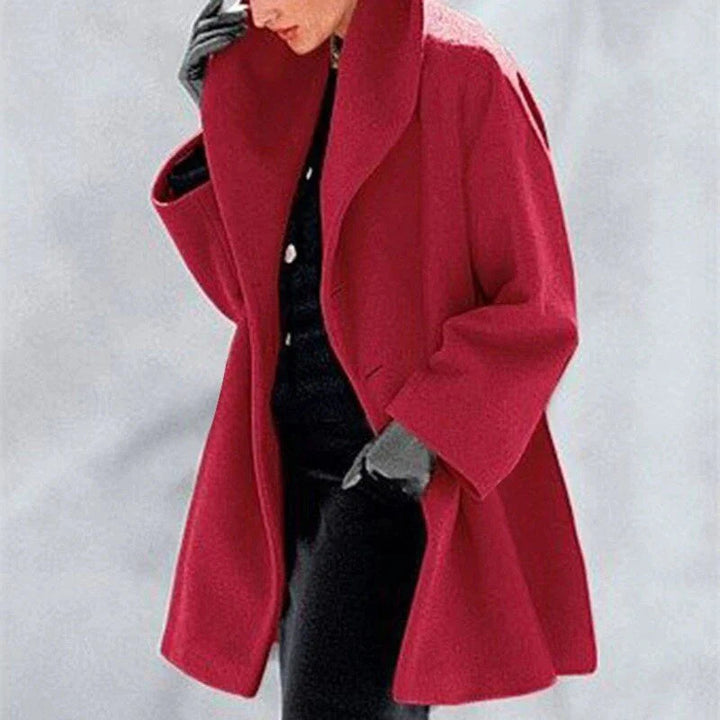 Ladies' Wool Coat with Button Closure Hip-Length Winter Coat, view 6 - Elena Harper