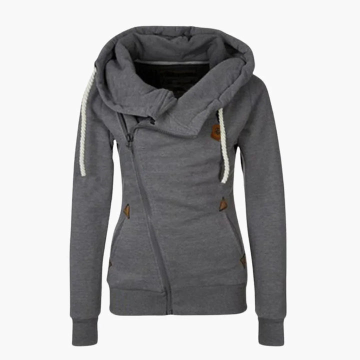 Women's Zip-Up Hoodie with Drawstring Hood, view 2 - Elena Harper