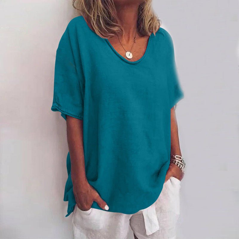 Women's Oversized Short Sleeve Blouse