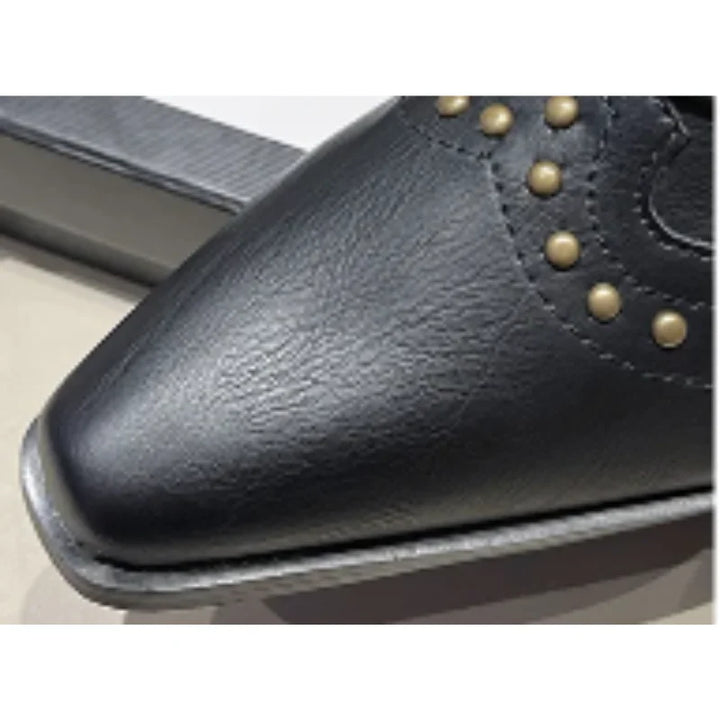 Women's Studded Western Mid-Calf Boots with Pointed Toe