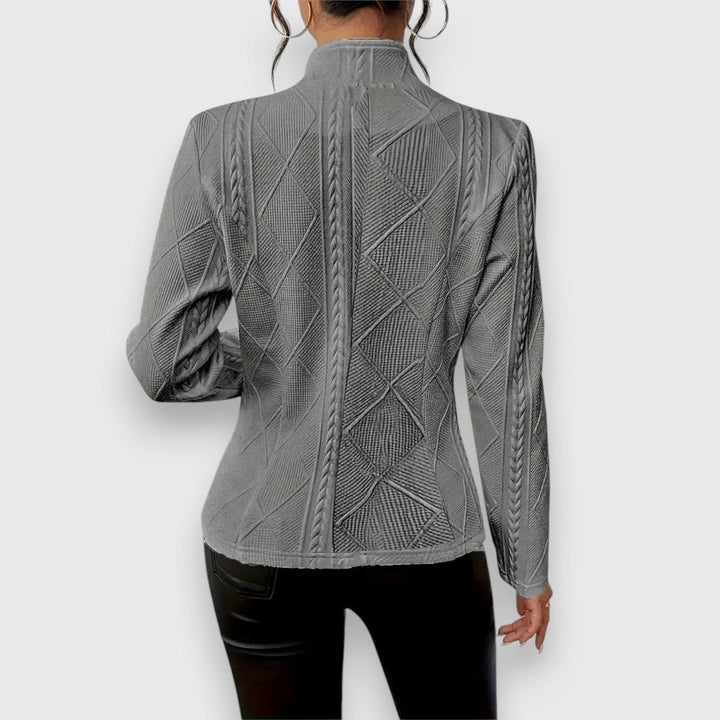 Women's Cable Knit Sweater with Turtleneck and Long Sleeves