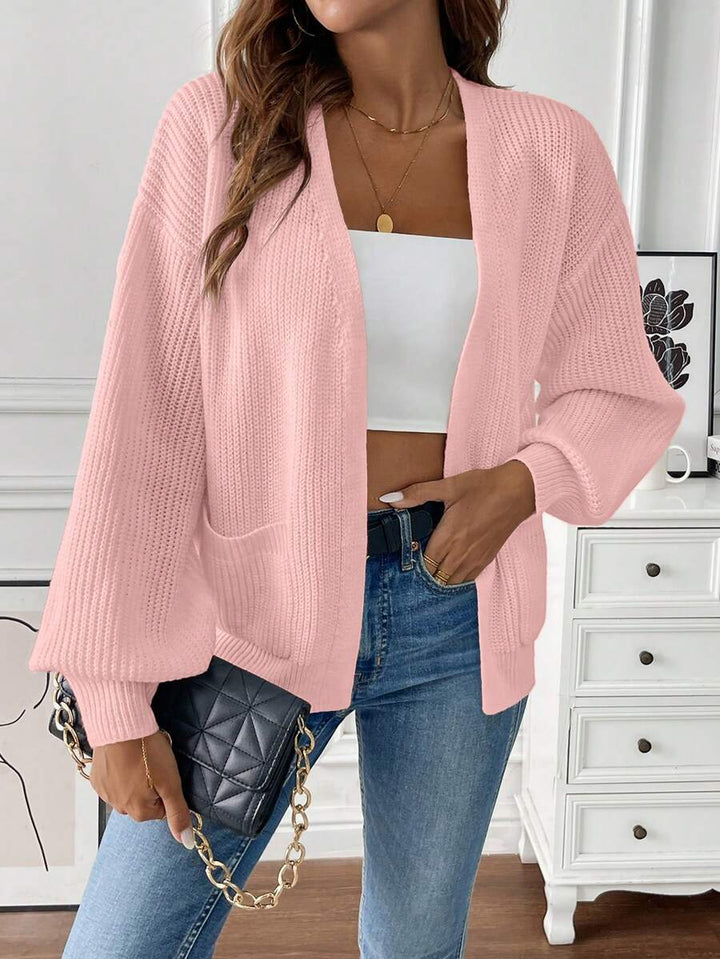 Ladies Open Model Vest with Rib Structure and Front Pockets