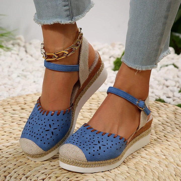 Women's Espadrille Wedge Sandals with Ankle Strap