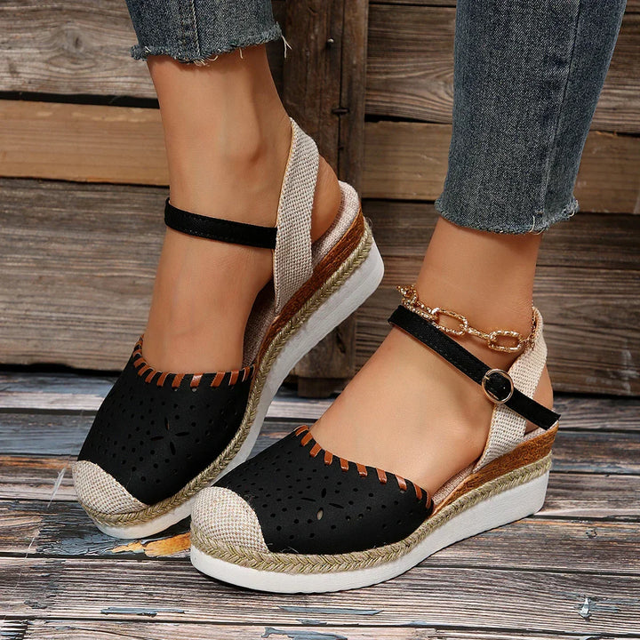 Women's Espadrille Wedge Sandals with Ankle Strap