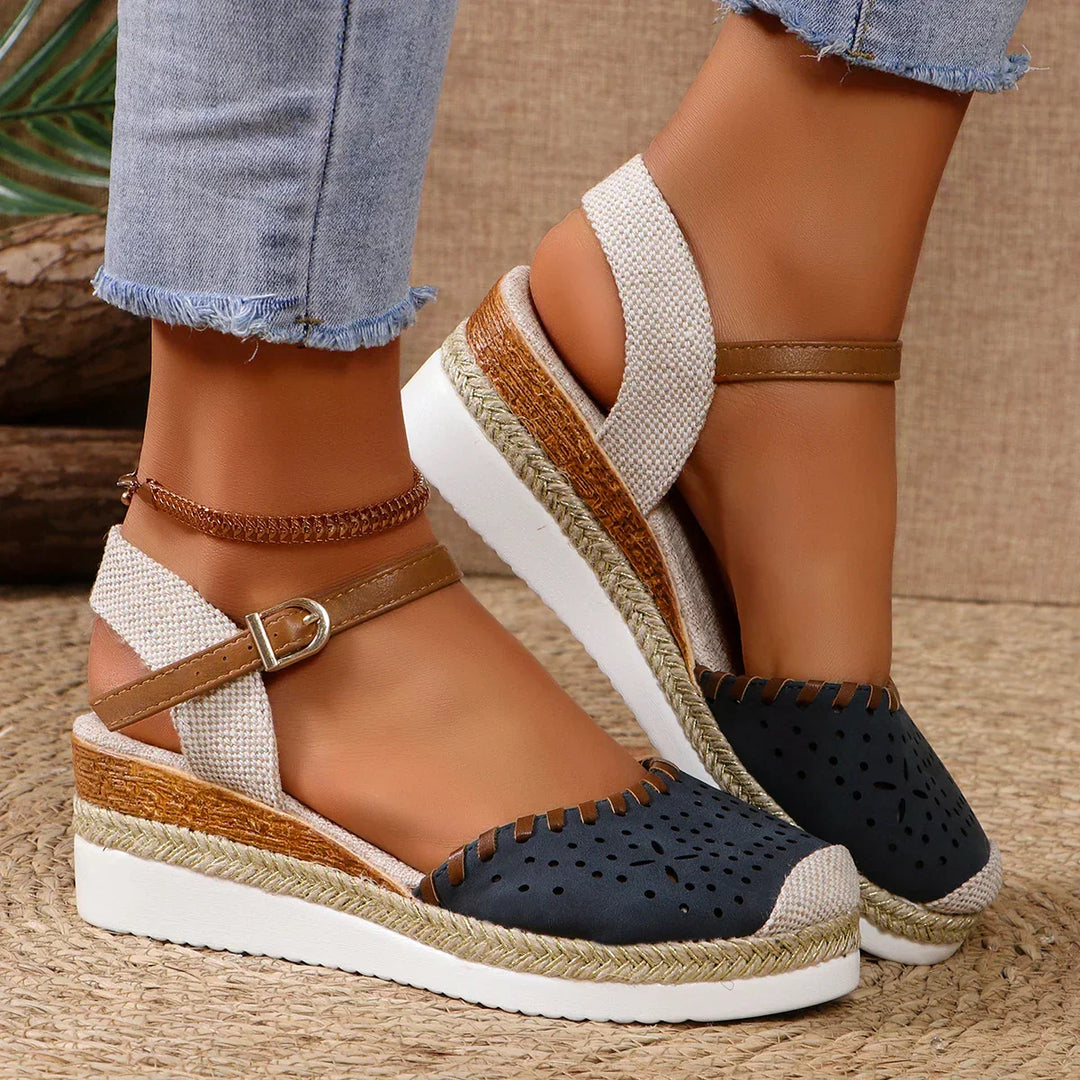 Women's Espadrille Wedge Sandals with Ankle Strap