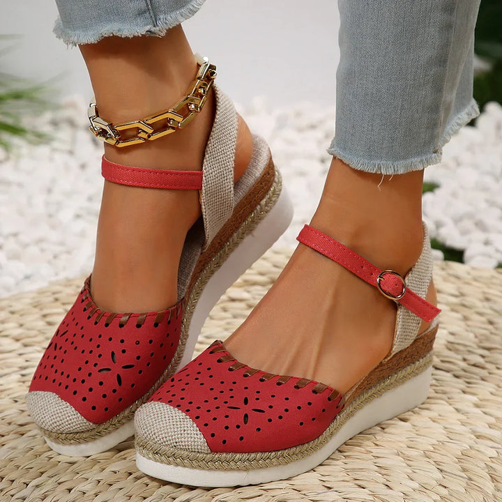 Women's Espadrille Wedge Sandals with Ankle Strap