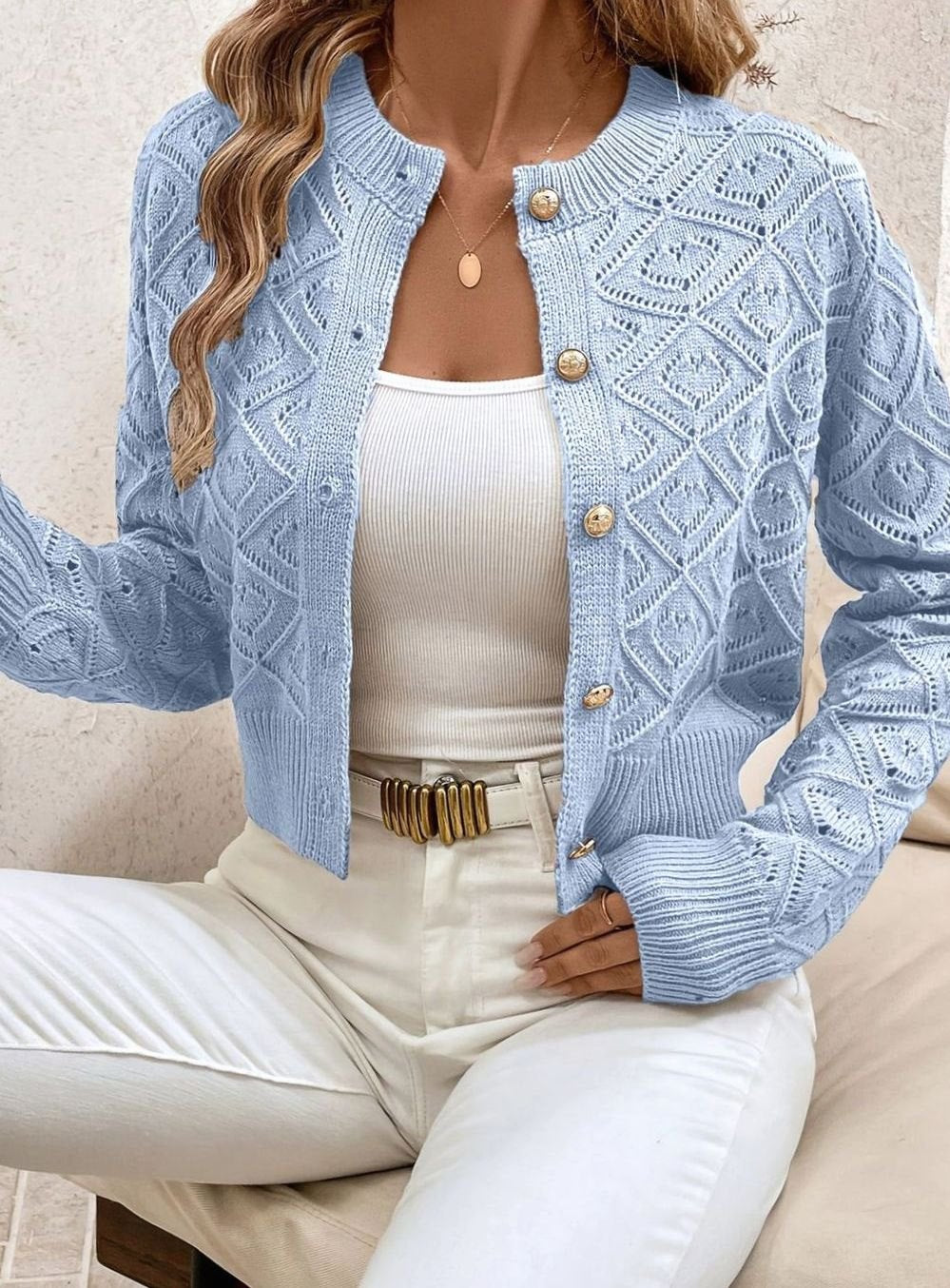 Priya - Elegant Short Openwork Cardigan