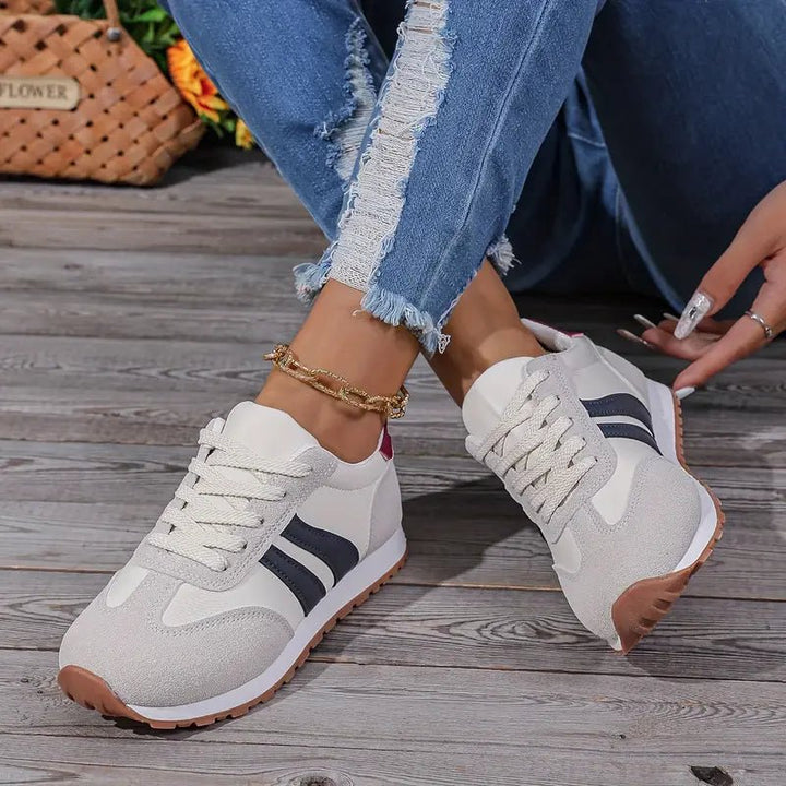 Ladies Cushioned Lace-Up Sneakers – Casual, Suitable for Daily Use