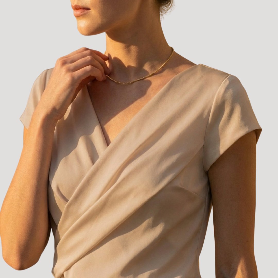 Lily | Women's Draped Wrap V-Neck Cap Sleeve Blouse Top