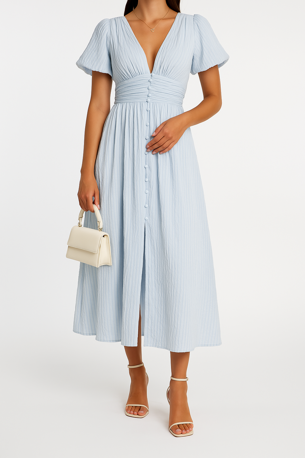 Women's Elegant Button-Front Flowy Maxi Dress