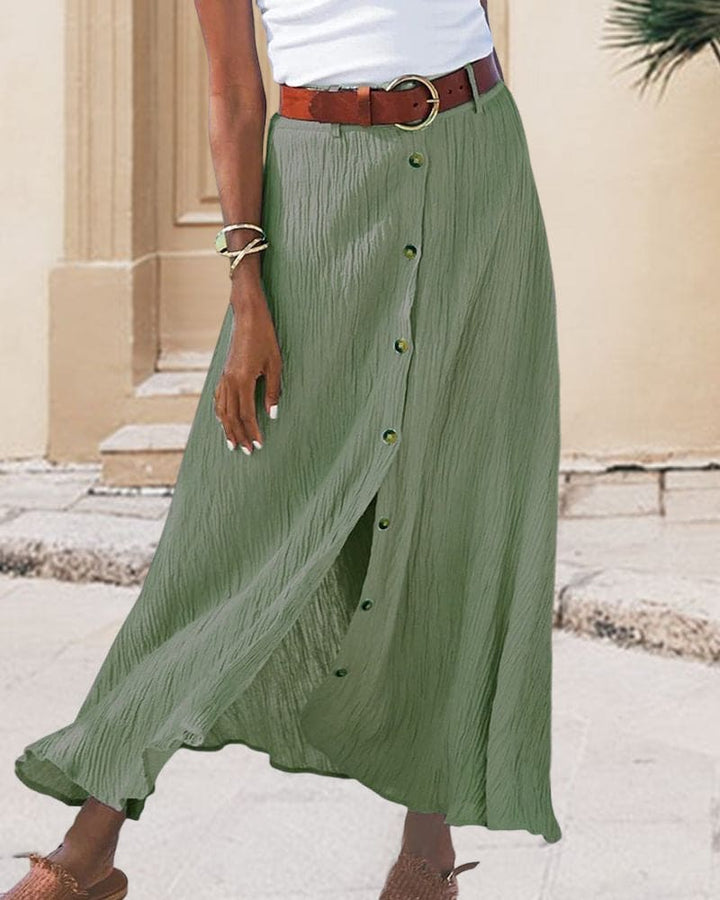 Women's Elegant High Waist Long Skirt - Solid Colours
