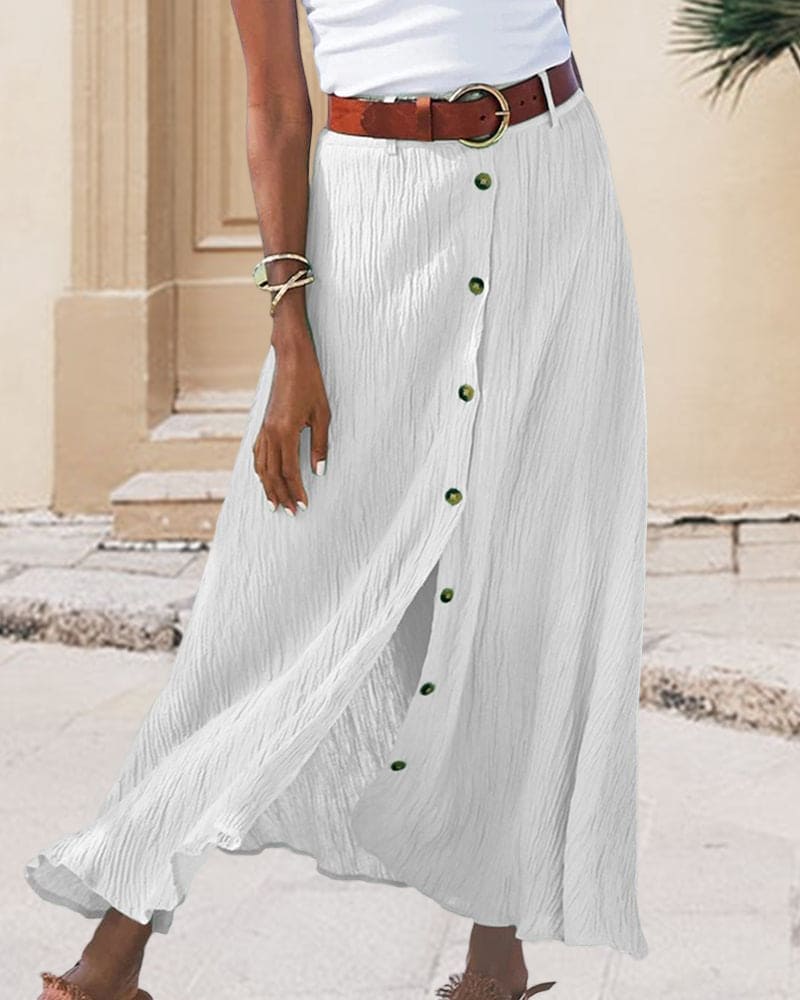 Women's Elegant High Waist Long Skirt - Solid Colours