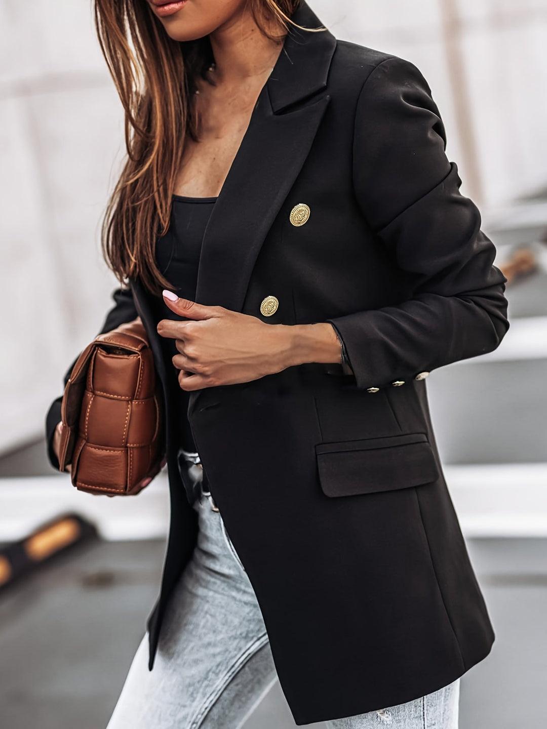 Women's Elegant Business Long Double-Breasted Blazer