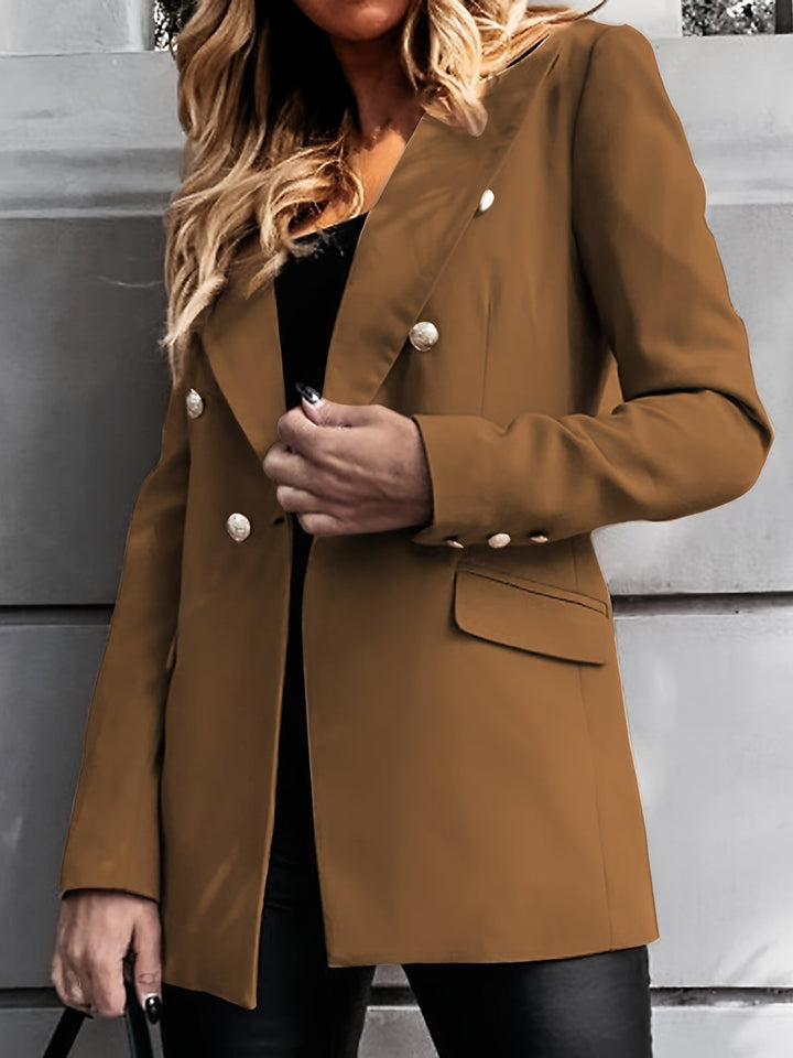 Women's Elegant Business Long Double-Breasted Blazer