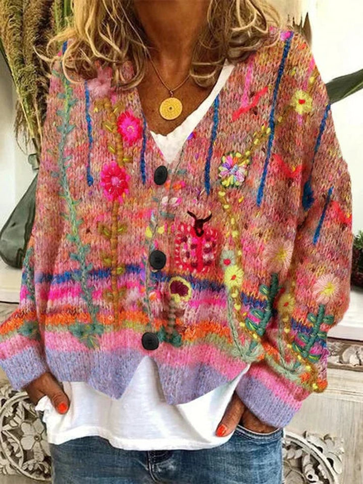 Florence - Women's Embroidered Floral Cardigan