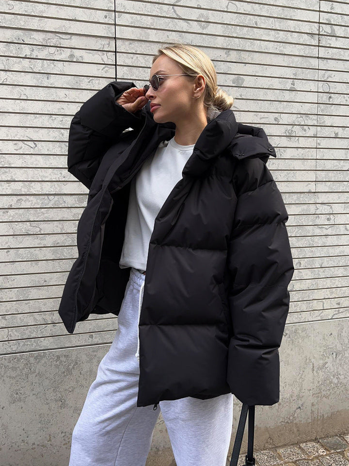 Women's Quilted Winter Jacket with Hood and Full-Zip