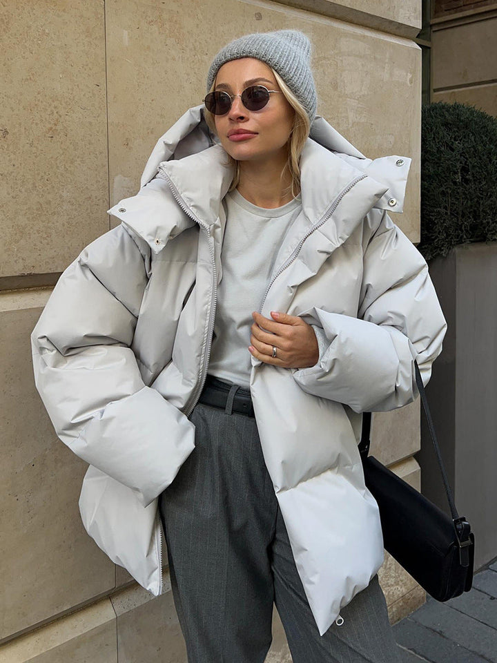 Women's Quilted Winter Jacket with Hood and Full-Zip