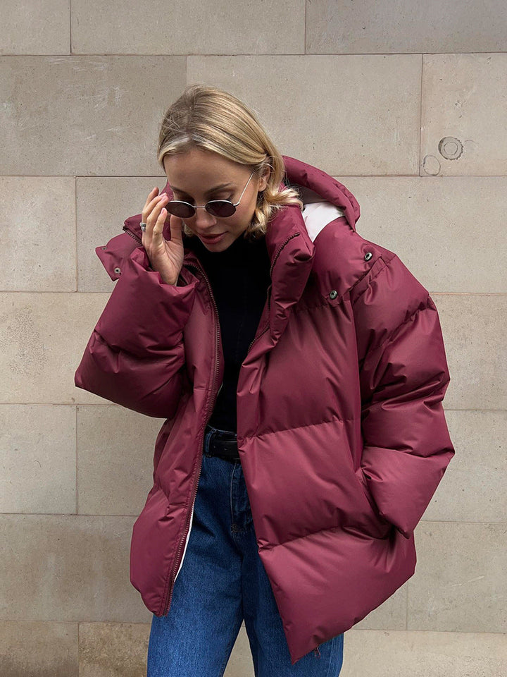 Women's Quilted Winter Jacket with Hood and Full-Zip