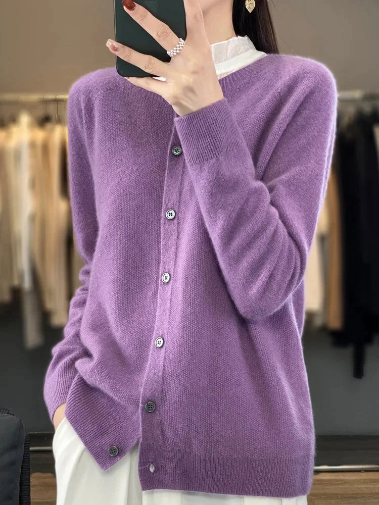 Women's Stylish Button-Front Knit Cardigan Sweater - Cozy & Versatile Layering
