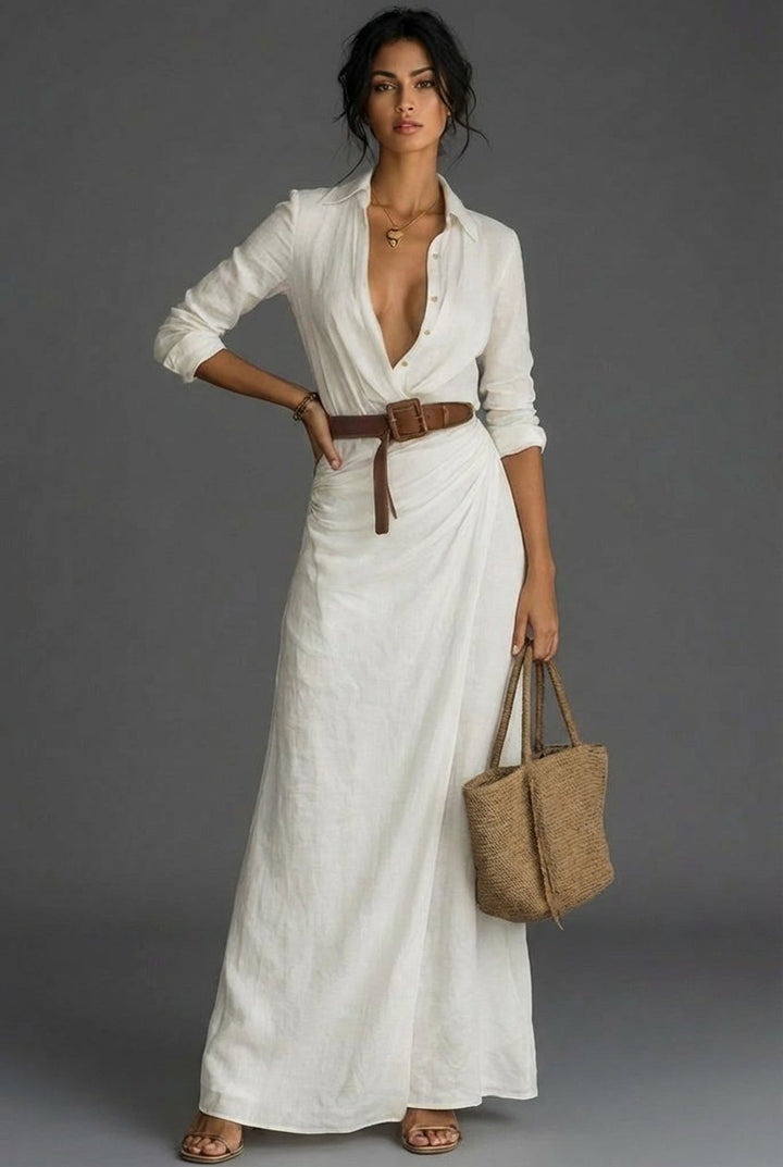 Aria | Women's Long Sleeve Wrap Maxi Dress with Belted Waist