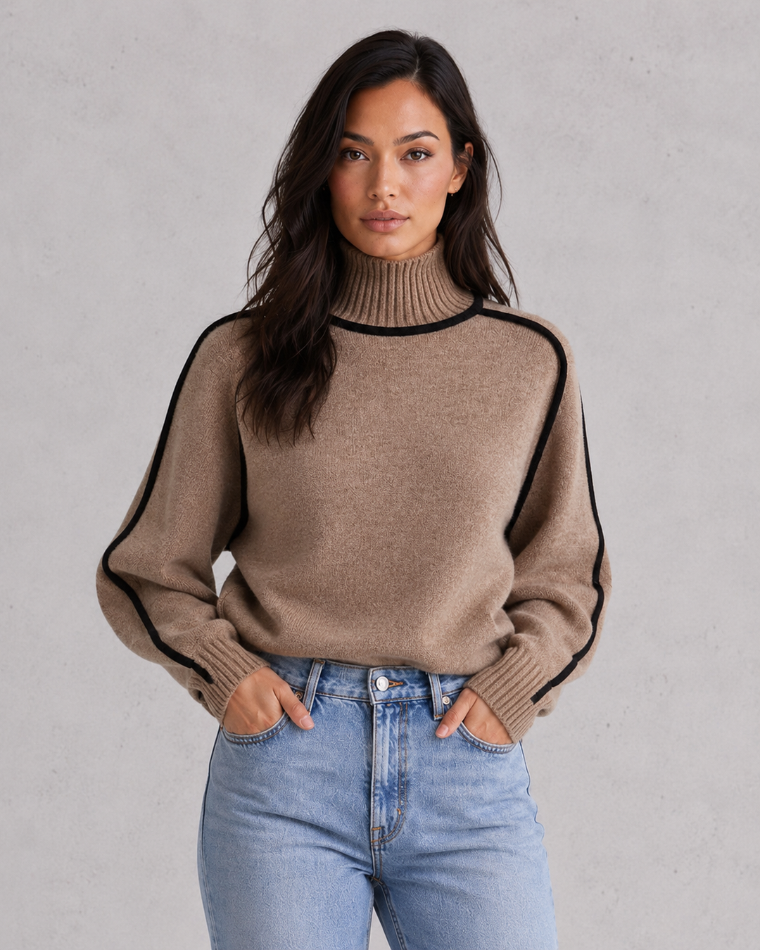 Women's Merino Wool Roll Neck Jumper - Soft Knitted Winter Sweater