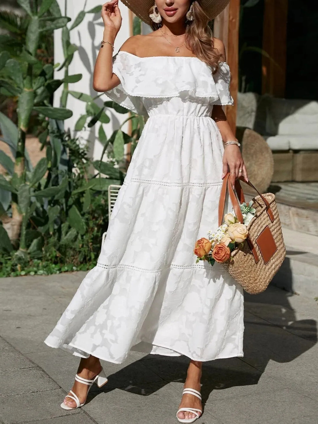 Fiona | Women's Off-Shoulder Layered Maxi Wedding Guest Dress