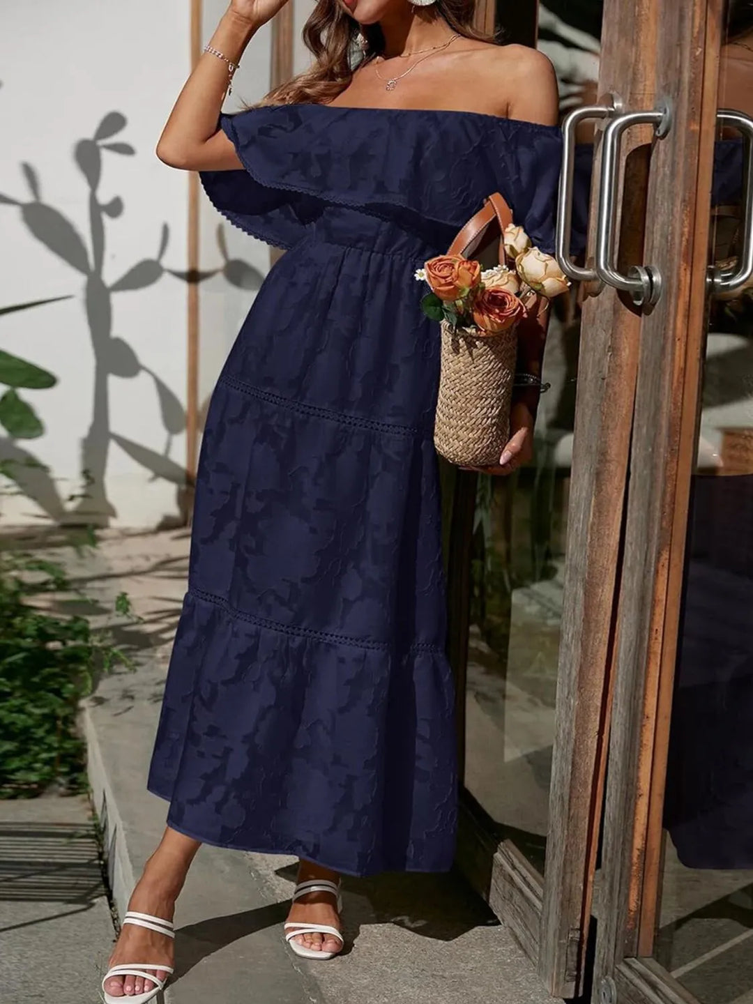 Fiona | Women's Off-Shoulder Layered Maxi Wedding Guest Dress